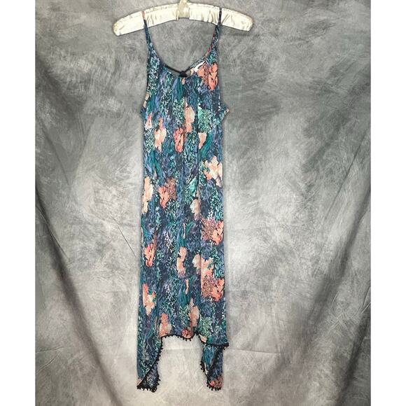 Dress Women S Boho Midi Flowy Asymmetrical Hem Oceanic Hippie Coquette Sheer - Picture 1 of 6